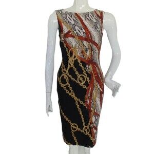 CACHE Lux Print Dress, S, Black/Snakeskin, Pull over, Sleeveless, Stretch